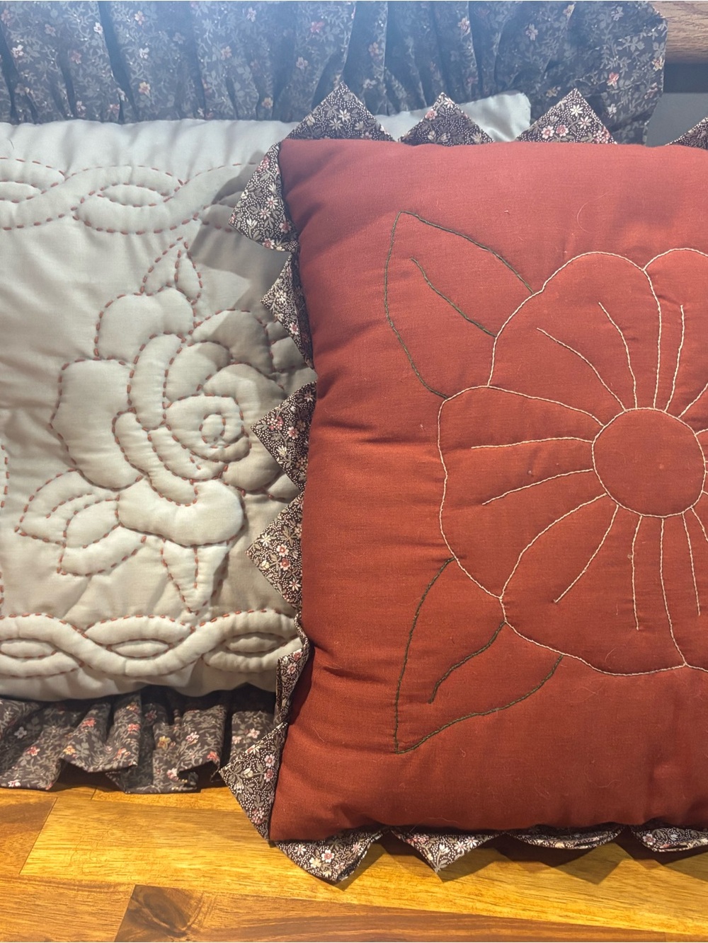 2 Handmade Cottage-core Throw Pillows